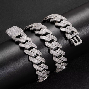 BES 20mm Hip Hop 925 Sterling Silver VVS Moissanite Iced Out Chunky Miami Cuban Link Chain pour Hommes Bijoux - Product Image 5