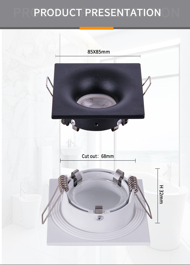 Recessed Bathroom Led Downlight Square 85MM Anti Glare Downlighs