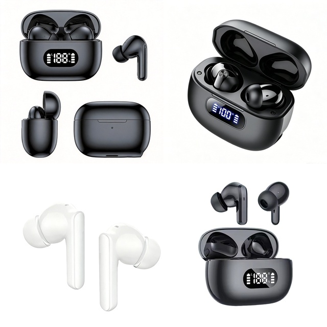Wholesale Wireless Headphones Smart Touch Control HiFi Sound LED Power Display Digital Case for All Smartphones Sport Gym