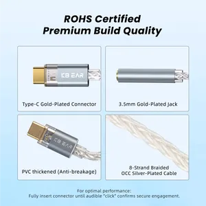 KBEAR <span class=keywords><strong>Moondust</strong></span> 8 brins OCC USB Type C à 3.5mm DAC haute performance HIFI adaptateur audio de qualité sonore convertisseur de prise pour écouteurs - Product Image 6