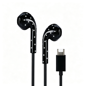 Nuevos Auriculares Intrauditivos Semi Inalámbricos USB-C con Diseño Moderno de Estrellas y Puntos, con Micrófono para Llamadas Manos Libres para Teléfono Celular - Product Image 1