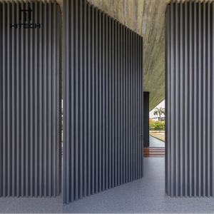 Porte d'entrée en bois en acier inoxydable personnalisée aux États-Unis Porte d'entrée de sécurité à pivot extérieur moderne Porte pivotante en bois massif noir - Product Image 3