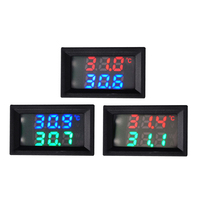 DC4-30V Voltmeter Termometer 2in1 Tampilan Digital LED Ganda Meteran Tegangan Tunggal Sensor Suhu Tester Dengan Kabel Probe NTC