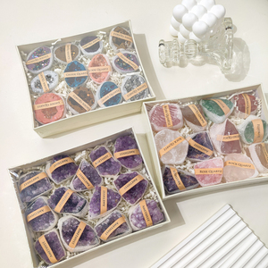 Scatola regalo in pietra <span class=keywords><strong>di</strong></span> colore misto con 7 chakra in cristallo grezzo grezza geode grappolo scatola regalo con pietra con nome <span class=keywords><strong>di</strong></span> pietra - Product Image 1