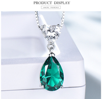 Nuevo Collar con Colgante de Plata de Ley 925 para Mujer, con Circonita y Esmeralda Nano, Regalo de Aniversario