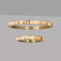 Lámpara Colgante LED Translúcida de Latón Macizo, Minimalista, Circular, Multicapa, Altura Ajustable, para Sala de Estar