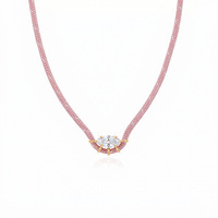 Collier en cordon tressé couleur macaron, livraison rapide, pendentif multi-branches en zircon cubique marquise, rond et carré, bijoux de mode pour femmes