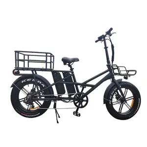 Bicicleta elétrica de carga com pedais, bateria de lítio dupla de 48v 13ah