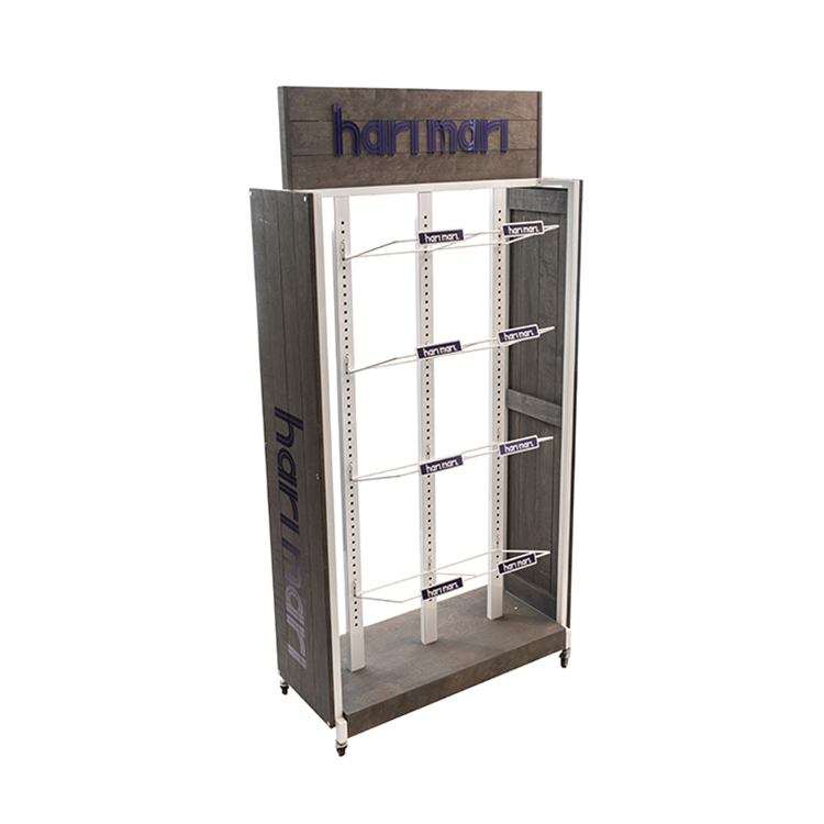 Double Sided Slatwall Metal Display Stand Casters Carton for Portable Floor Standing Unit for Outerwear Retail Department — view 6
