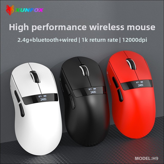 XUNFOX H9 Wireless Game Mouse PAW3311 Sensor 2.4G USB/ Programmable 7-RGB Backlit Right-Handed Ergonomic Design