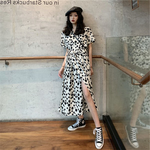 Summer <strong>Dress</strong> Women Korean Style Fashion Short <strong>Sleeve</strong> Vintage <strong>Chiffon</strong> Casual Dot Long <strong>Midi</strong> <strong>Dresses</strong> for Women - Product Image 2