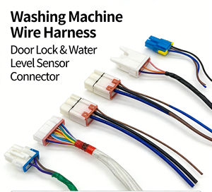 Замок дверцы стиральной машины, датчик уровня воды, впускной клапан, соединительный штекер дренажного насоса, жгут проводов - Product Image 4