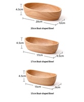 Plateau à fruits en bois massif en forme de bateau, plateau en bois pour salade et collations, décoration de table rustique, réutilisable, facile à nettoyer