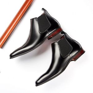 2025 New British-Style Men's Genuine Leather <b>Boots</b> Microfiber-Lined Business Formal Square-Toe Ankle <b>Boots</b> Double - Product Image 1