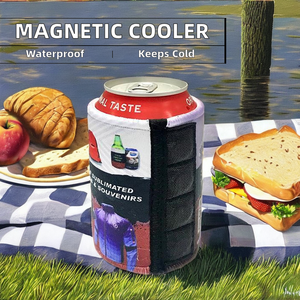 Enfriador de Bebidas Personalizado de Neopreno de Alta Calidad con Imán, Porta Bebidas Tubular con Impresión por Sublimación para Almacenamiento de Botellas - Product Image 2