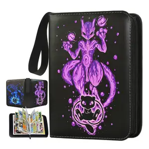 Carpeta de 3 anillas de cuero PU personalizada para tarjetas coleccionables TCG, Yu-Gi-Oh!, Pokémon, con 4, 9 o 12 bolsillos y fundas. - Product Image 1