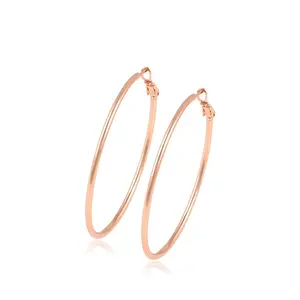 Bijoux xup style européen, grandes boucles d'oreilles rondes en or rose, pour femmes exquis et à la mode, A00792572