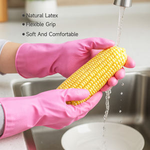 قفازات تنظيف منزلية من اللاتكس الطبيعي بسمك 0.4 ملم مع قبضة على شكل قشور السمك، قفازات واقية لغسل اليدين من اللاتكس - Product Image 6