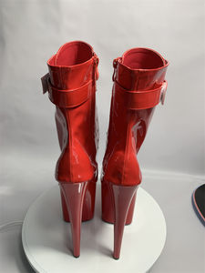 Rncksi 8INCH-20CM <span class=keywords><strong>Bottines</strong></span> de <span class=keywords><strong>danse</strong></span> à plateforme imperméables rouges à talons très hauts toutes saisons, à lacets, avec bout fin - Product Image 5