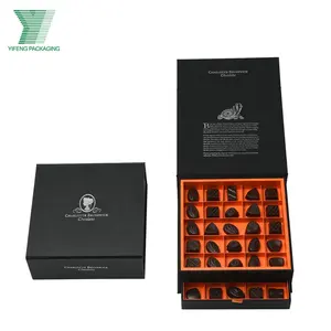 Boîte en carton de papier de luxe noire faite à la main personnalisée barre de chocolat emballage cadeau boîte de chocolat vide