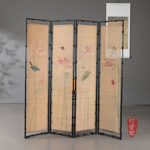 Bamboo Screen Foldable Room Divider Chinese Style Printed Art Panel For Living Room Tea House Partition Decor - Product Image 3