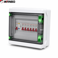 Boîtier de distribution extérieur étanche Wanbo-481 IP65 avec couvercle transparent en PC, clip de verrouillage vert, rail DIN, MCB, SPD