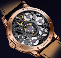 Montres mécaniques haut de gamme à cadran squelette et tourbillon, en acier, pour hommes d'affaires, conçues et fabriquées en usine en séries, pour marque privée