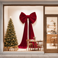 Übergroße Rote Samt-Hängeschleife für Weihnachtsbaumspitzen Weiche Schleife für Weihnachtsdekoration und Weihnachtsdekorationsbedarf