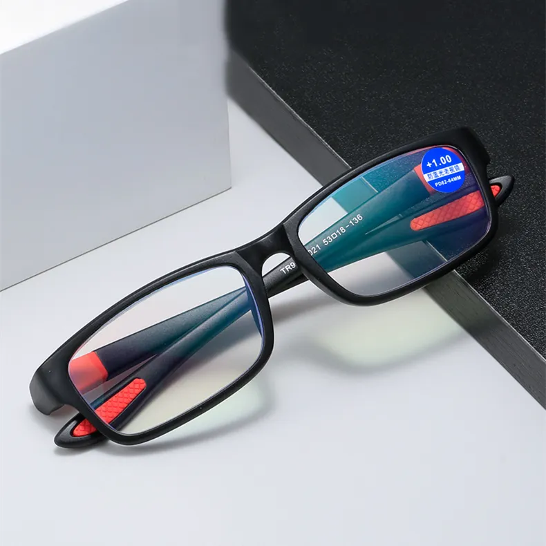 نظارات رياضية صغيرة مستطيلة للجري TR90 باللون الأحمر والأسود والأزرق نظارات رياضية 2024 للنساء والجنسين نظارات قراءة للرجال
