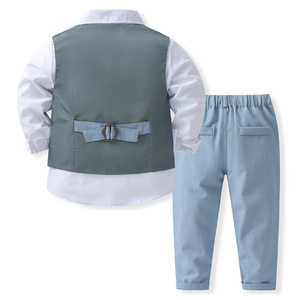 Conjunto de Ropa Formal para Niños Estilo Europeo Americano, Chaleco y Pantalones Ajustados de Caballero, Conjunto de Tres Piezas para Ocasiones de Primavera, Ropa Formal Infantil - Product Image 3