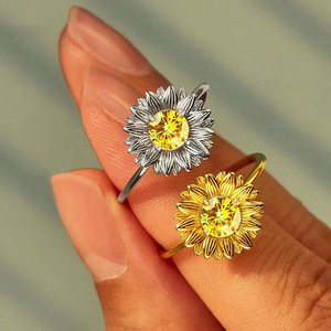 Anello Floreale Girasole da Donna, Stile Foresta, Fresco, Pastorale, Chic, Gioiello alla Moda, Regalo - Product Image 1