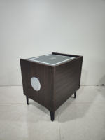 Tables de chevet intelligentes avec plateau en verre trempé et haut-parleurs Bluetooth + prise de charge USB et type-C + charge sans fil