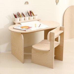 Cross-border Creative Wooden Children's Study Table and Chair Set, Solid Wood Baby <b>Drawing</b> and Doodling Table, Early Education - Product Image 1