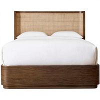Lit plateforme double mural moderne en bois de chêne massif pour chambre à coucher et mobilier d'hébergement