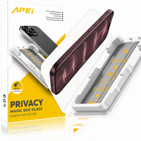 APEi Magic Box 0.33mm Full Glue HD Pelindung Layar Privasi Bebas Debu Mudah Dipasang untuk iPhone 17 16 15 14 18Pro Max Ponsel