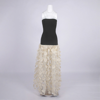 Robe longue élégante sans bretelles en maille à pois pour femme, coupe ajustée, jupe droite transparente, décontractée, avec nœud, sexy