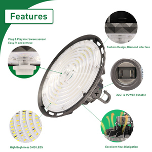 Lampe industrielle <span class=keywords><strong>200W</strong></span> 3CCT SMD2835 Puce Super Lumineuse IP65 Étanche LED Haute Baie Lampe pour Usine Entrepôt Garage Atelier - Product Image 2