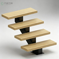 Escalera Flotante Personalizada con Peldaños de Madera Sólida, Escaleras Rectas Interiores Modernas y Minimalistas para Uso Residencial y Comercial