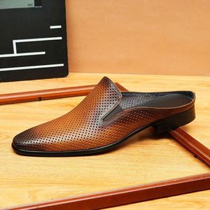 High Quality Men's Summer Casual Flat Sandals Fashion Breathable Genuine Leather Sandals <b>Outdoor</b> Walking Sandals - Product Image 5