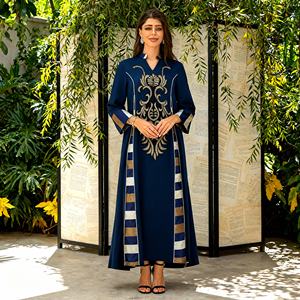 Robe Abaya de luxe en polyester patchwork élégante et personnalisée pour femmes musulmanes Occasion Vente en gros OEM - Product Image 4