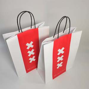 Sac en papier kraft personnalisé KM en gros avec poignée, sac cadeau rouge de haute qualité pour utilisation en supermarché et promotion - Product Image 4