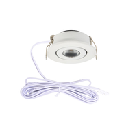 Spot LED encastré moderne 3W facile à installer, mini-luminaire de meuble réglable à haute luminosité, intensité variable pour vitrine et placard