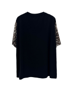 Pull-over décontracté chic pour femme, imprimé papillon et léopard, à manches courtes, col rond, coupe ample et respirante, vente en gros sur mesure