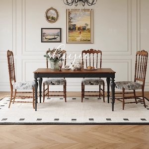 Mesa de comedor, francesa, madera maciza, rectangular, estilo de mediana edad, mesa de comedor y juego de sillas, mesa de comedor retro de gama alta - Product Image 2