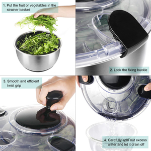 Rondella per verdure grande in acciaio inossidabile con filatore per <span class=keywords><strong>insalata</strong></span> con detergente e asciugatrice per lattuga a ciotola - Product Image 5