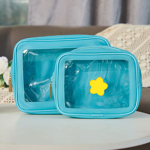 Bolsa DE ASEO <span class=keywords><strong>transparente</strong></span> bonita, paquete de 2, bolsa de maquillaje impermeable aprobada por el estadio TSA, bolsa de cosméticos <span class=keywords><strong>transparente</strong></span> - Product Image 6