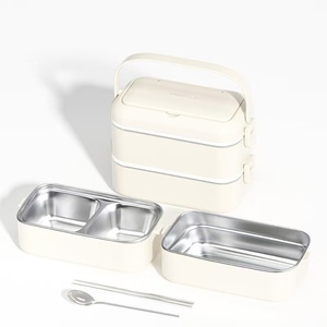 Boîte à lunch en acier inoxydable avec couverts, multi-compartiments, portable, multifonctionnelle, boîte à <span class=keywords><strong>bento</strong></span> <span class=keywords><strong>hermétique</strong></span> pour enfants et adultes - Product Image 6
