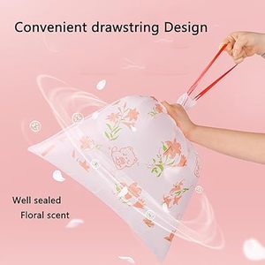 ถุงขยะแบบไม่ต้องฉีกสำหรับห้องน้ำ สำนักงาน บ้าน ห้องนอน ยี่ห้อ Huamaohengchun พร้อมถุงใส่ขยะลายดอกลิลลี่สีชมพู - Product Image 5