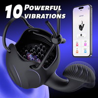 APP-gesteuerter 10-Vibrations-Penisring, Vibrator für Eicheltraining, Verzögerung der Ejakulation, Hodenstimulator, Erwachsenenspielzeug für Männer