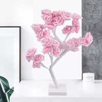Lampu Meja Mawar Led 45Cm 24Led Lampu Malam Bunga Romantis Dekorasi Dalam Ruangan Kamar Tidur Pernikahan Bunga Mawar Lampu Pohon Bonsai